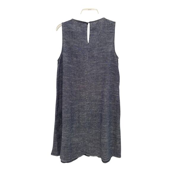 Max Studio Dress Womens Small Linen Blend Heather‎ Blue Contrast Stitch Pockets - Picture 2 of 9